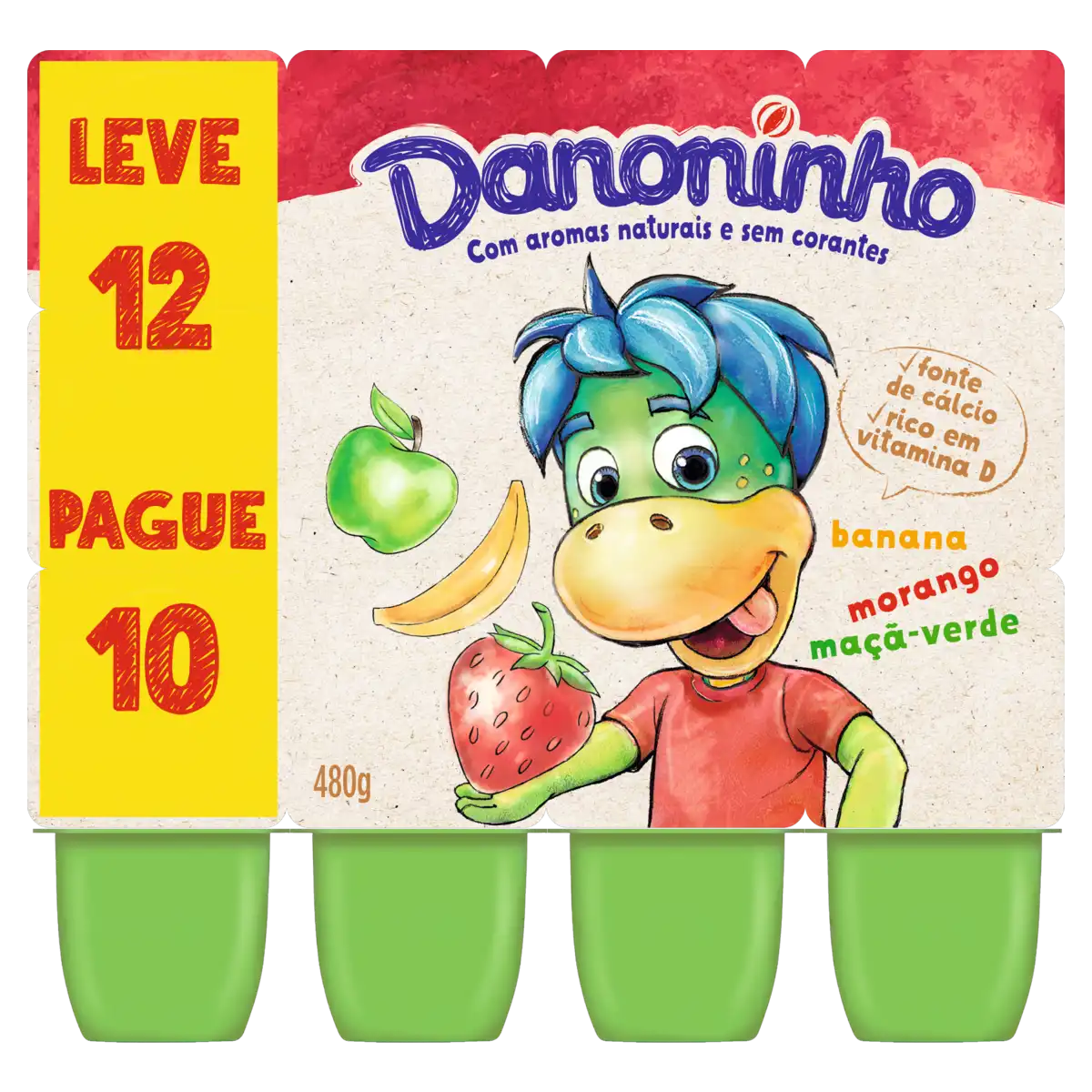 Petit Suisse Banana, Morango e Maçã-Verde Danoninho Bandeja 480g Leve 12 Pague 10 Unidades