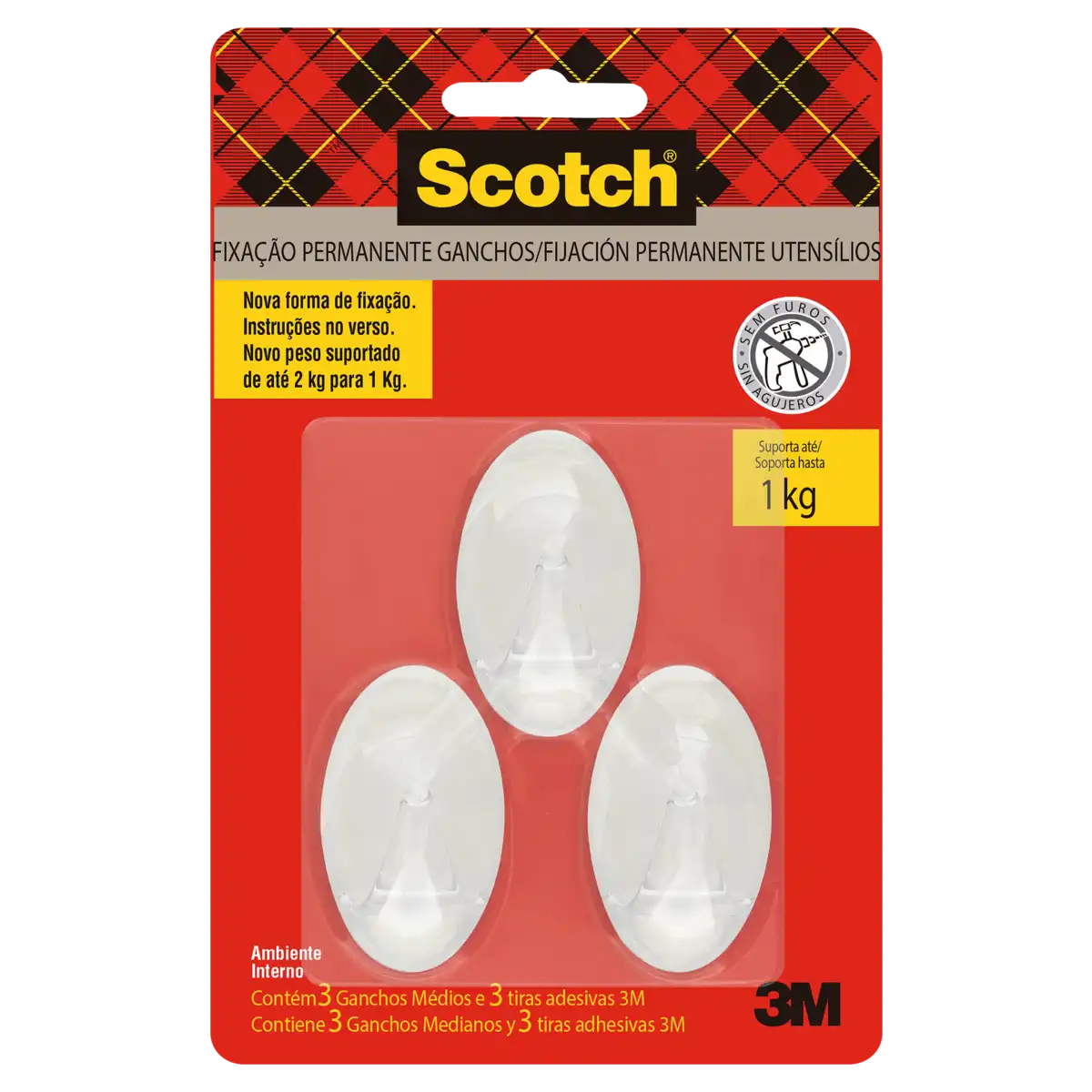 Gancho 1kg Scotch Médio 3 Unidades