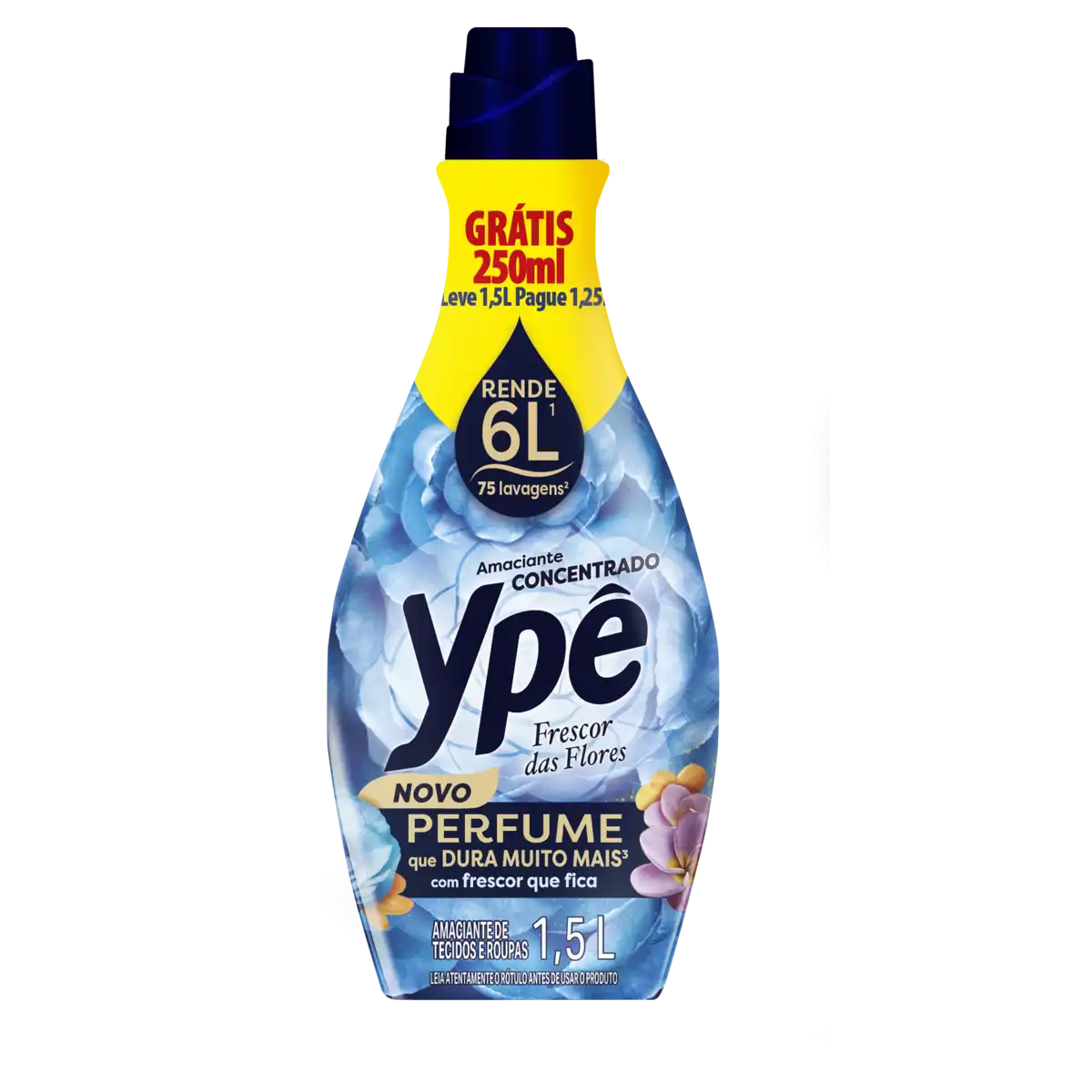 Amaciante de Roupa Concentrado Frescor das Flores Ypê Frasco Leve 1,5l Pague 1,25l