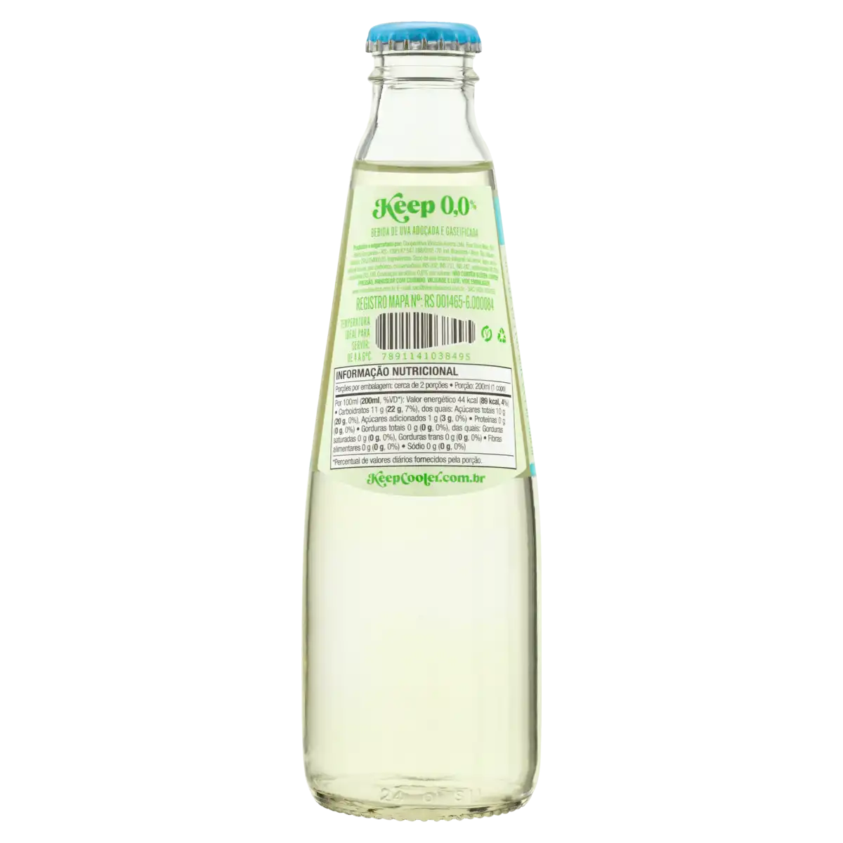 Bebida Adoçada Gaseificada Uva Branca Keep Garrafa 275ml