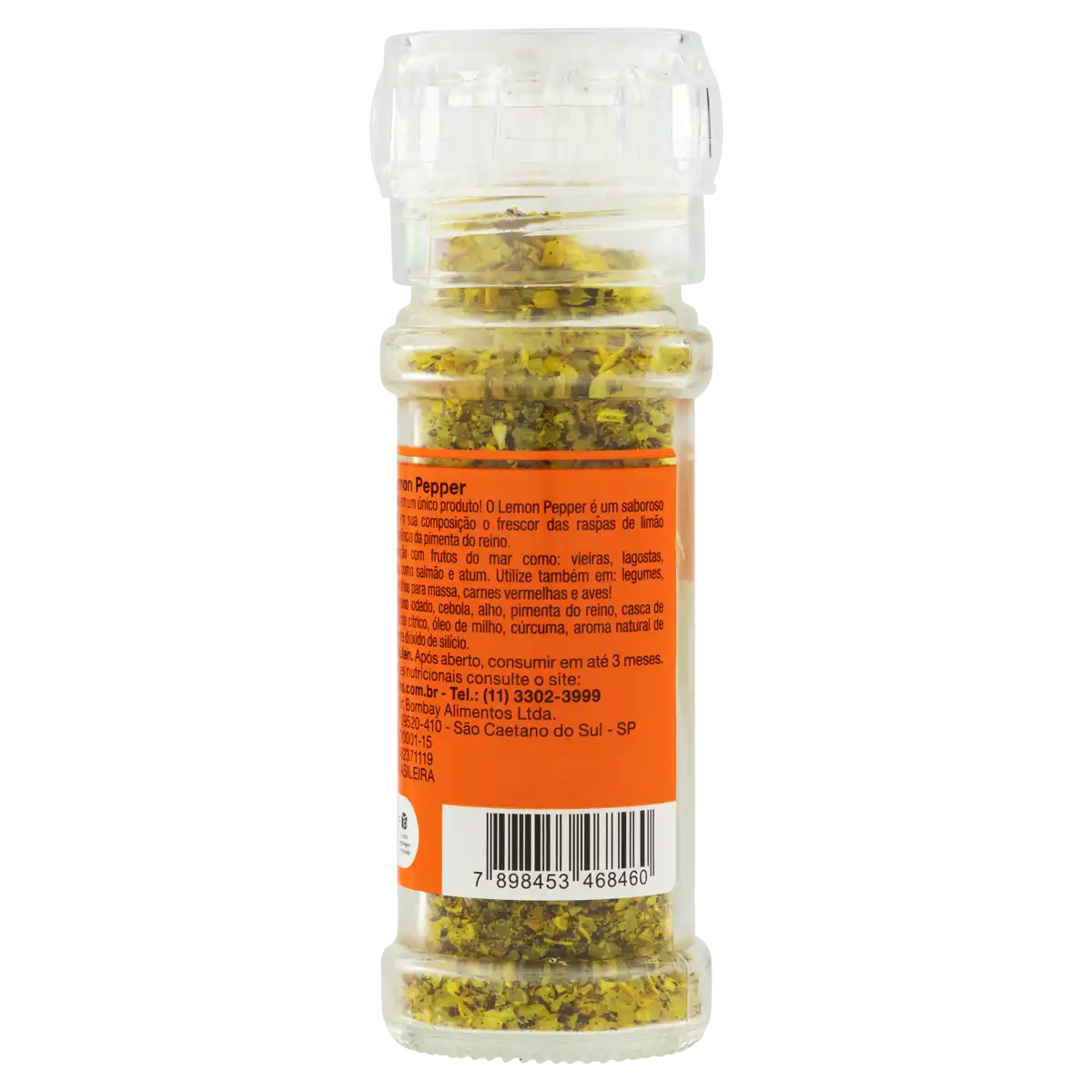 Sal com Moedor Lemon Pepper Bombay Herbs & Spices Vidro 70g
