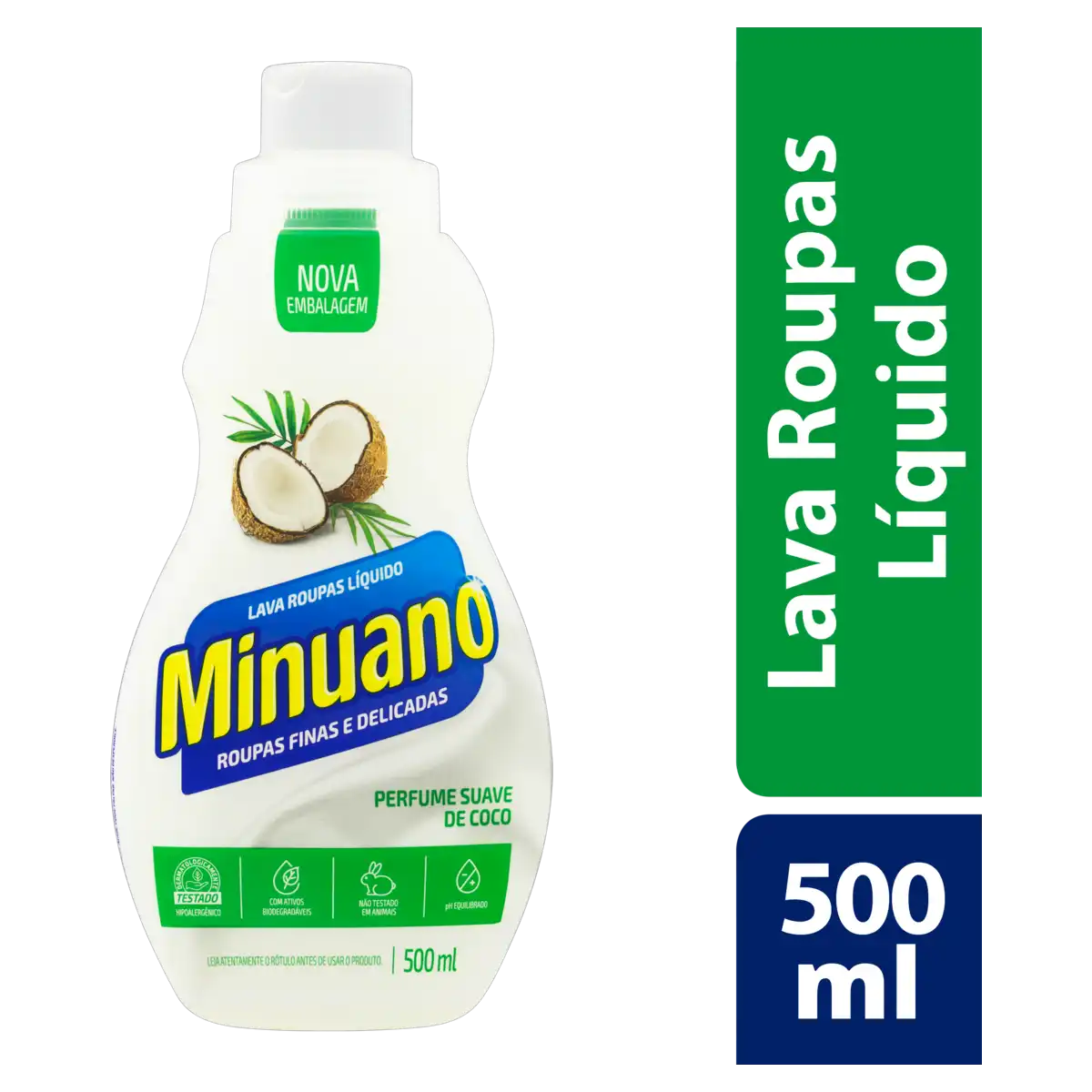 Lava-Roupas Líquido Coco Minuano Frasco 500ml