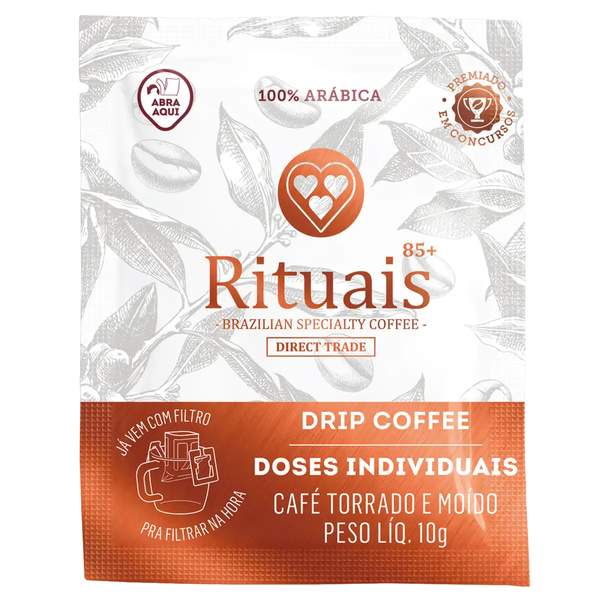 Café em Sachê Torrado e Moído Drip Coffee 3 Corações Rituais 85+ Envelope 10g