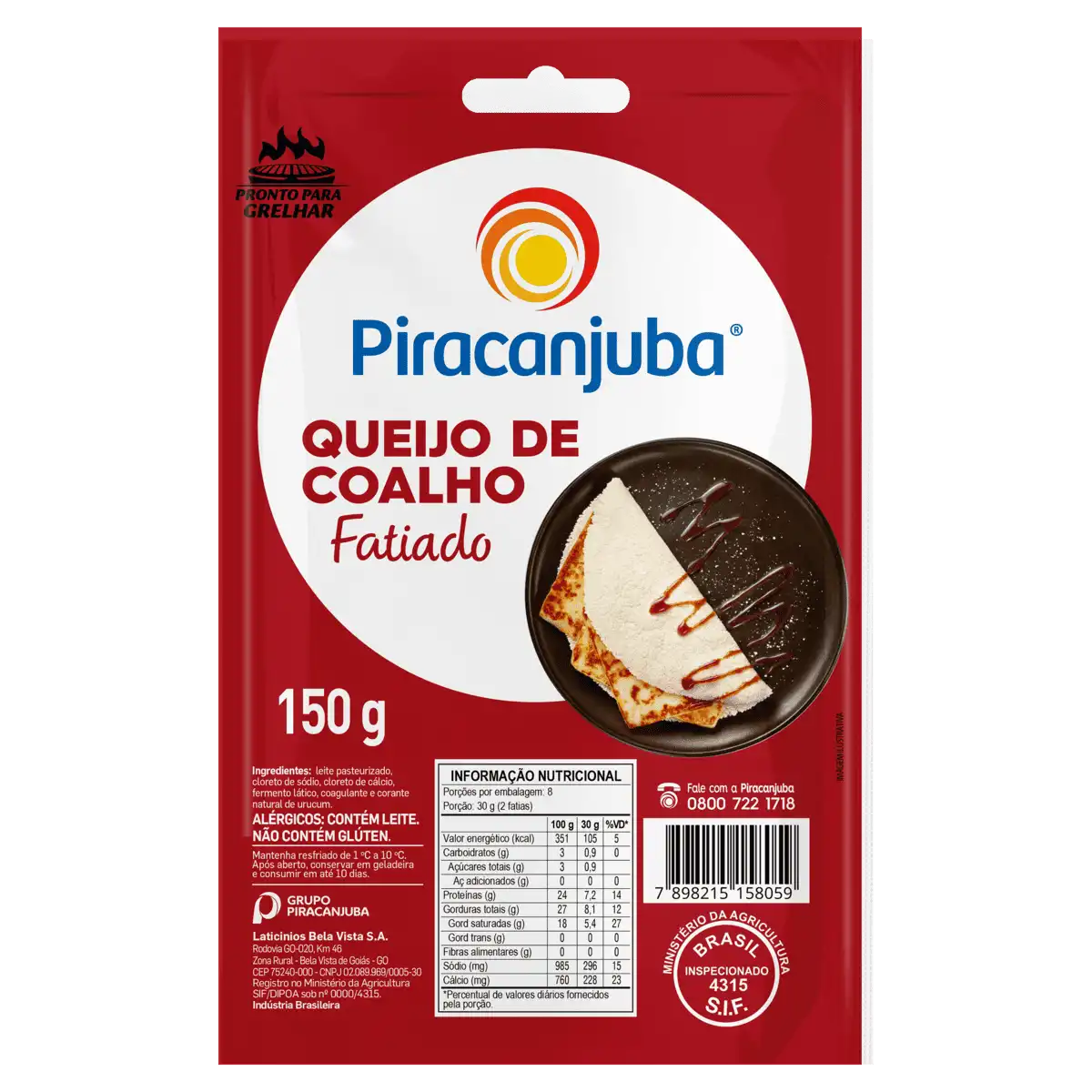 Queijo Coalho Piracanjuba Fatiado 150g