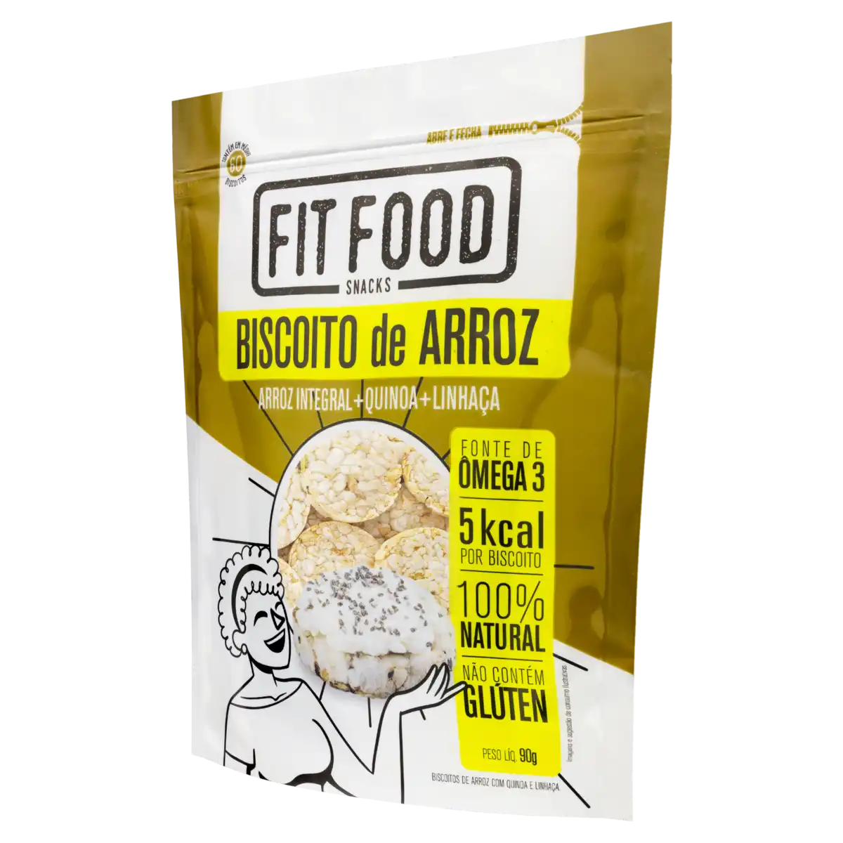 Biscoito de Arroz Quinoa e Linhaça Fit Food Pouch 90g