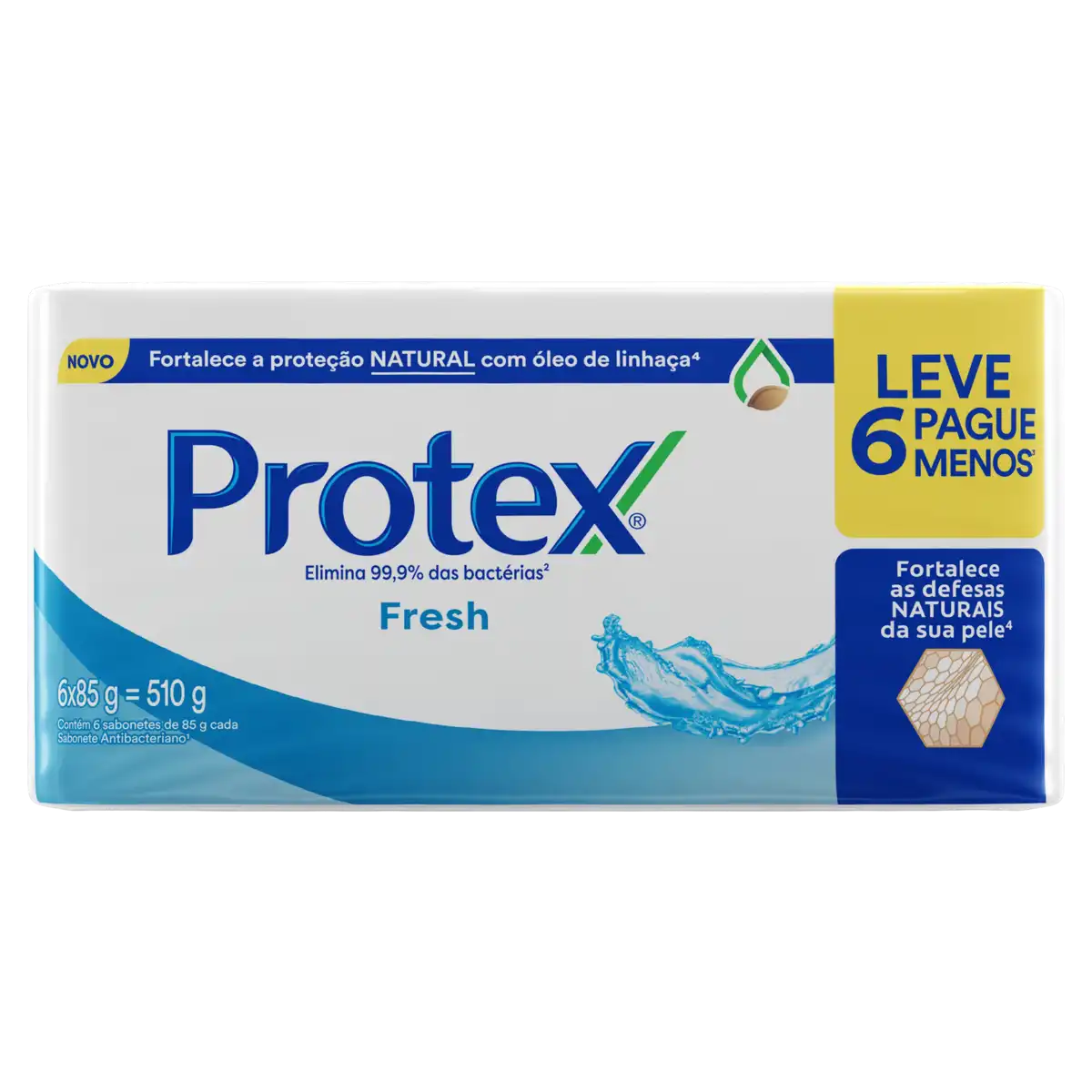Pack Sabonete Barra Antibacteriano Fresh Protex Envoltório 510g Leve 6 Pague Menos