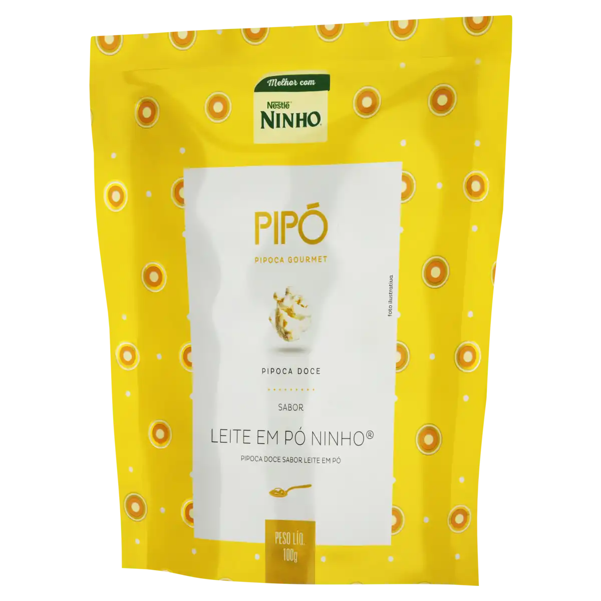 Pipoca Pronta Doce Leite em Pó Ninho Pipó Gourmet Sachê 100g