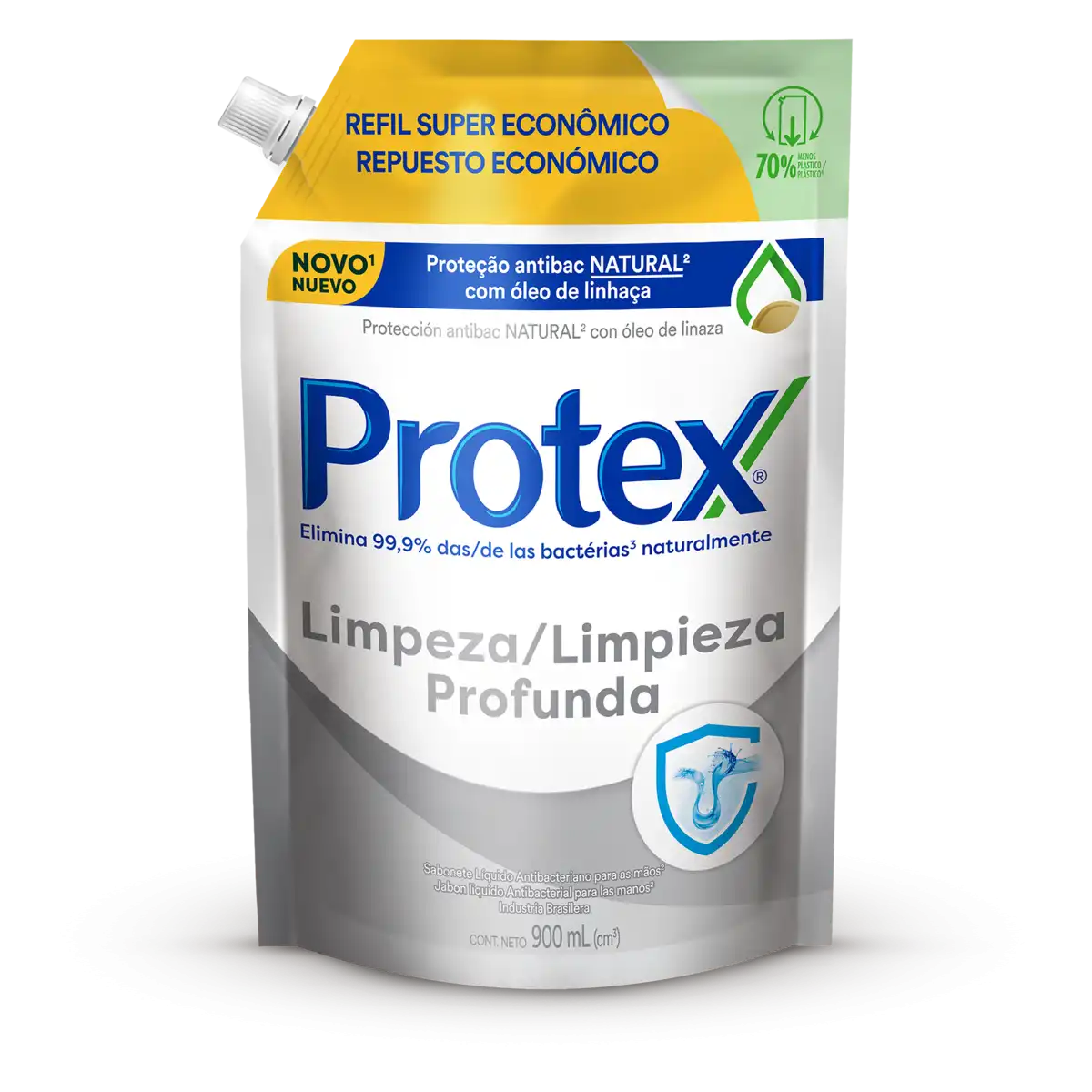 Sabonete Líquido para as Mãos Antibacteriano Protex Limpeza Profunda Sachê 900ml Refil Supereconômico