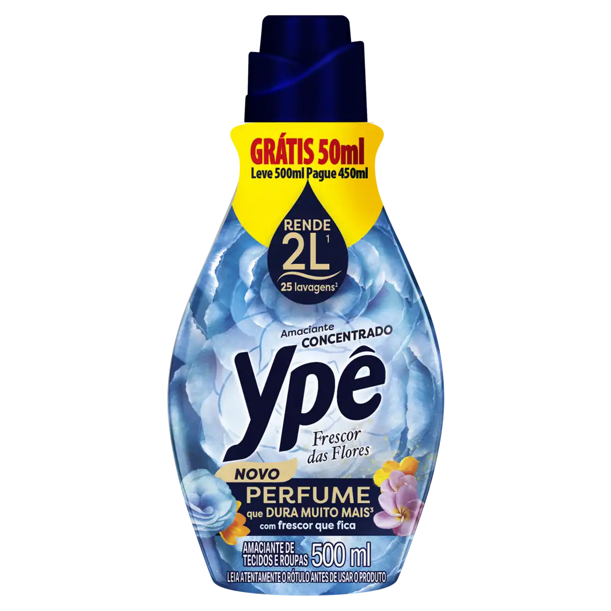 Amaciante de Roupa Concentrado Frescor das Flores Ypê Frasco Leve 500ml Pague 450ml