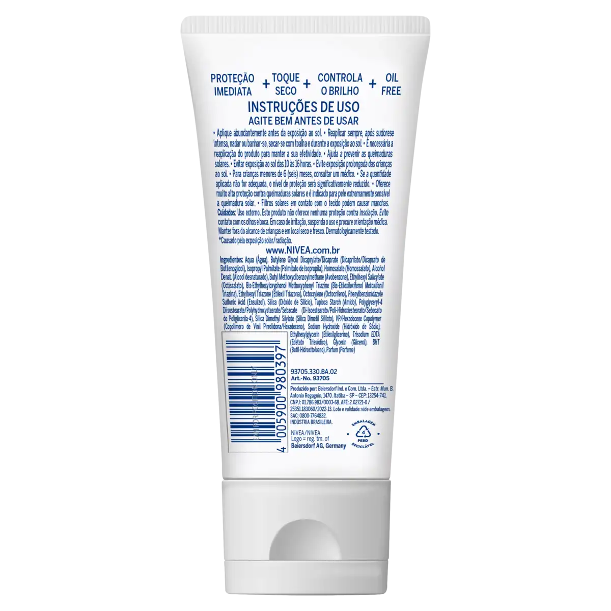 Protetor Solar Facial Toque Seco Antissinais FPS 70 Nivea Sun Bisnaga 40ml