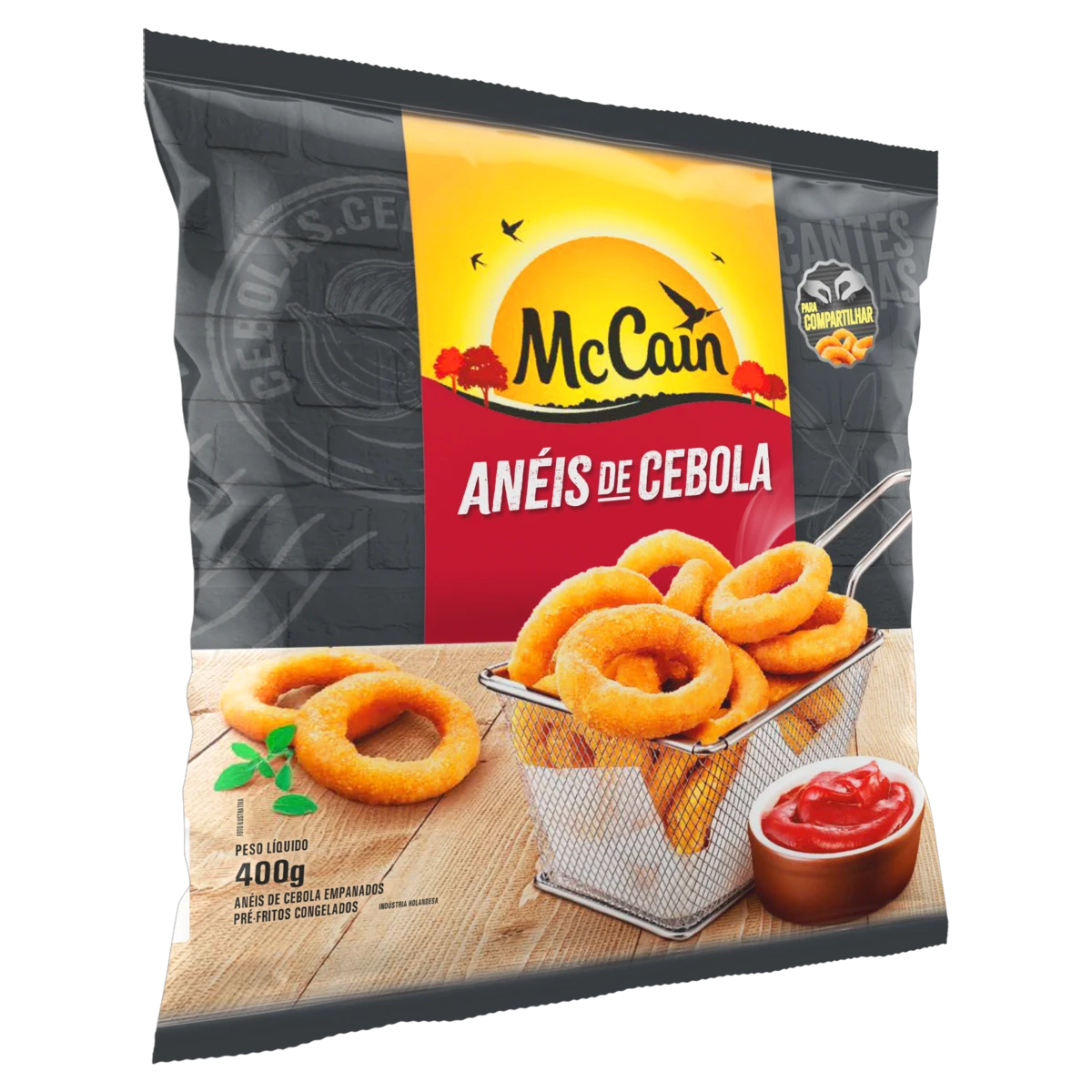 Anéis de Cebola Empanados Pré-Fritos Congelados McCain Pacote 400g