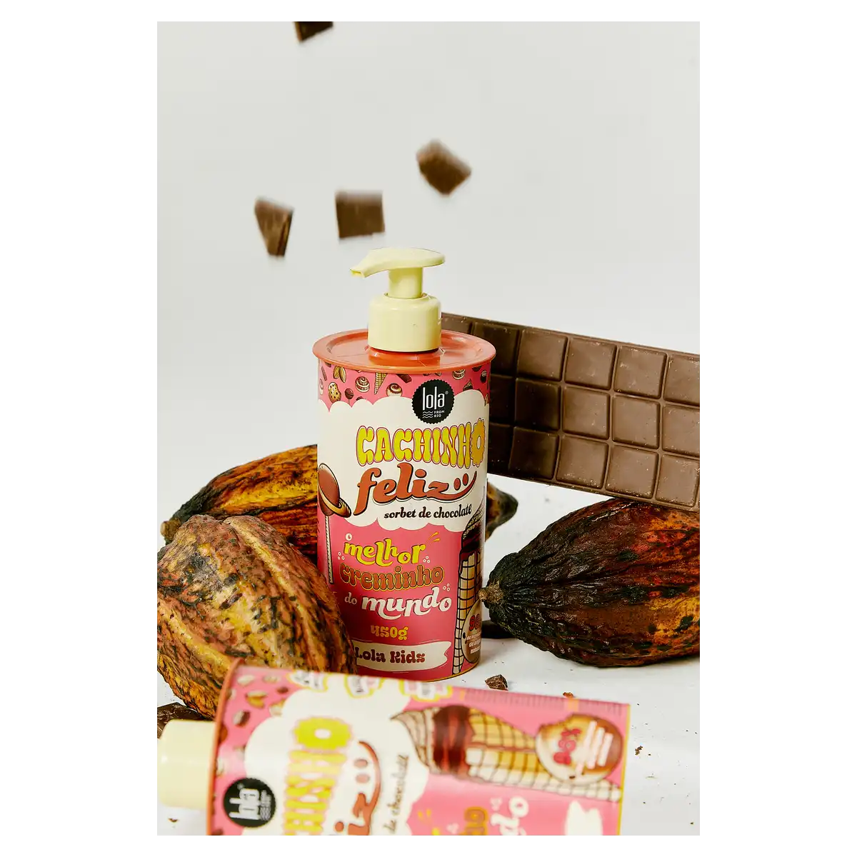 Creme para Pentear Sorbet de Chocolate Lola from Rio Cachinho Feliz Kids Frasco 450g Pump