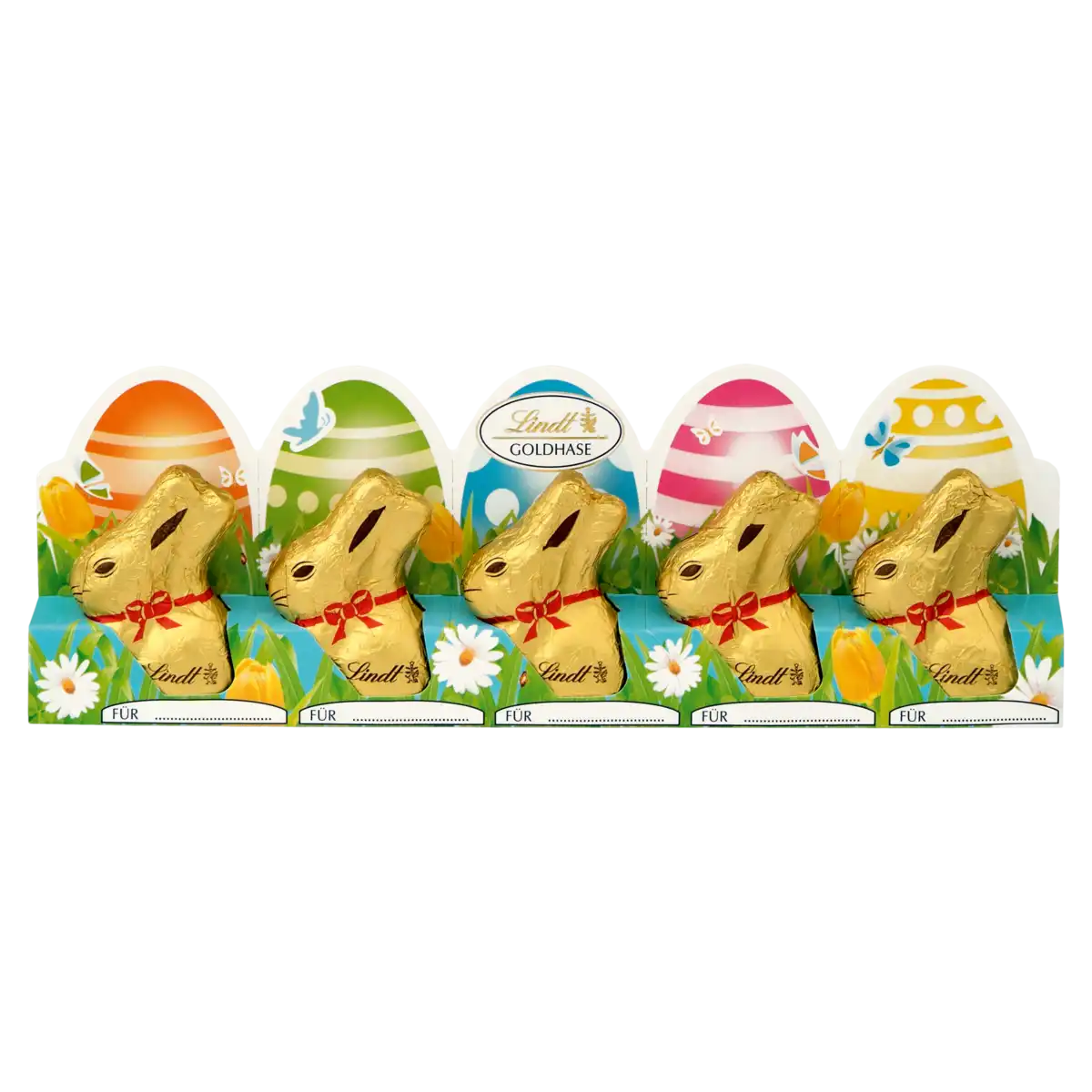 Coelho de Chocolate ao Leite Lindt Gold Bunny 50g 5 Unidades