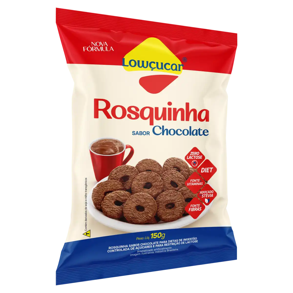 Biscoito Rosquinha Chocolate Diet Zero Lactose Lowçucar Pacote 150g
