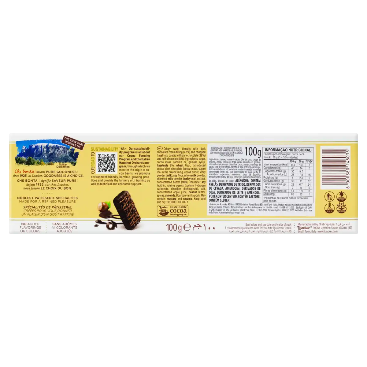 Wafer Dark Hazelnut Loacker Patisserie Caixa 100g