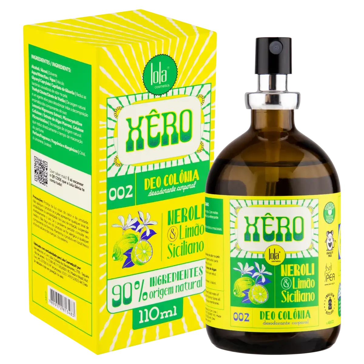 Deo Colônia 002 Neroli & Limão-Siciliano Lola Cosmetics Xêro Caixa 110ml