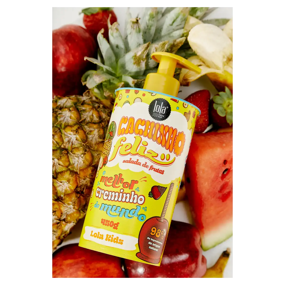 Creme para Pentear Salada de Frutas Lola from Rio Cachinho Feliz Kids Frasco 450g Pump