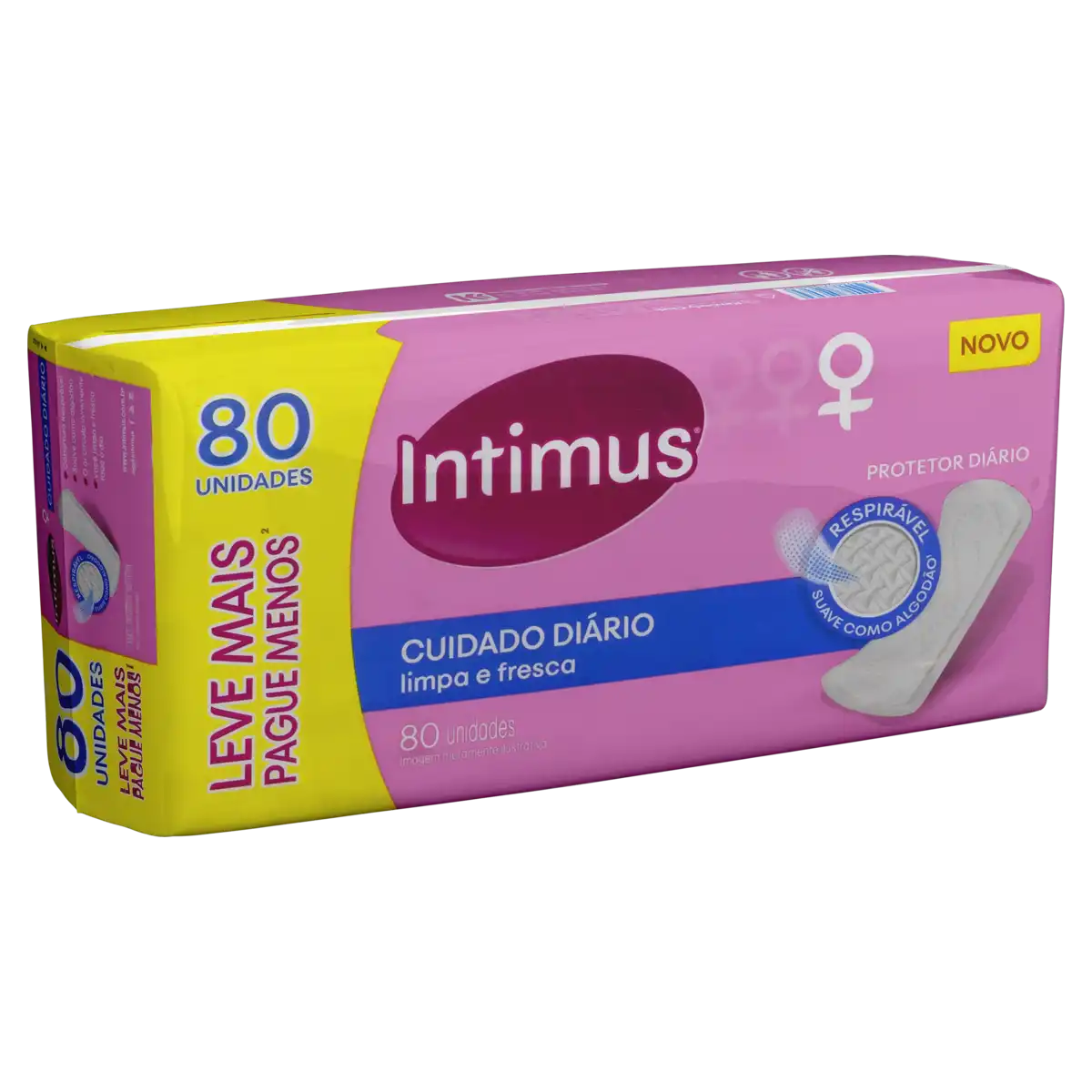 Protetor Diário sem Abas Respirável Intimus Cuidado Diário Pacote 80 Unidades Leve Mais Pague Menos
