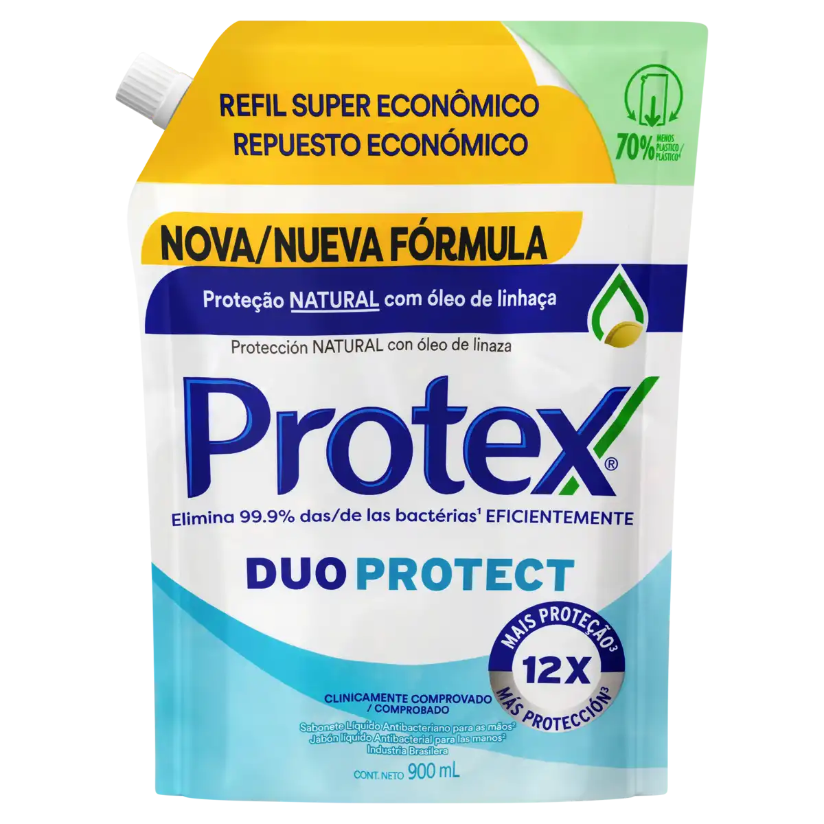 Sabonete Líquido para as Mãos Antibacteriano Protex Duo Protect Sachê 900ml Refil Supereconômico
