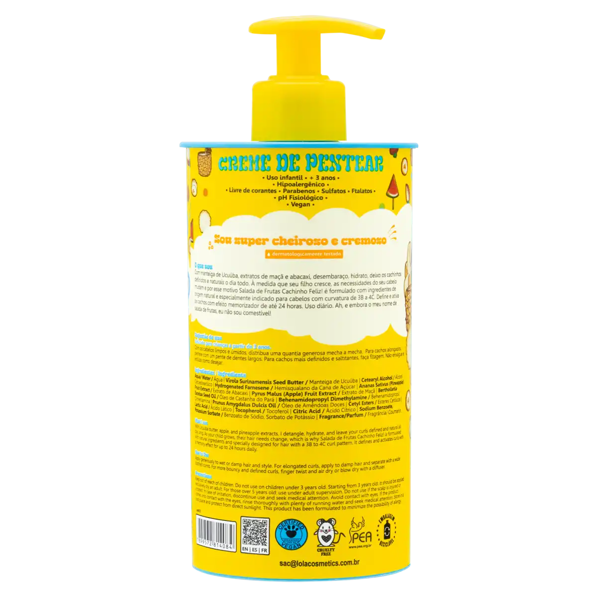 Creme para Pentear Salada de Frutas Lola from Rio Cachinho Feliz Kids Frasco 450g Pump