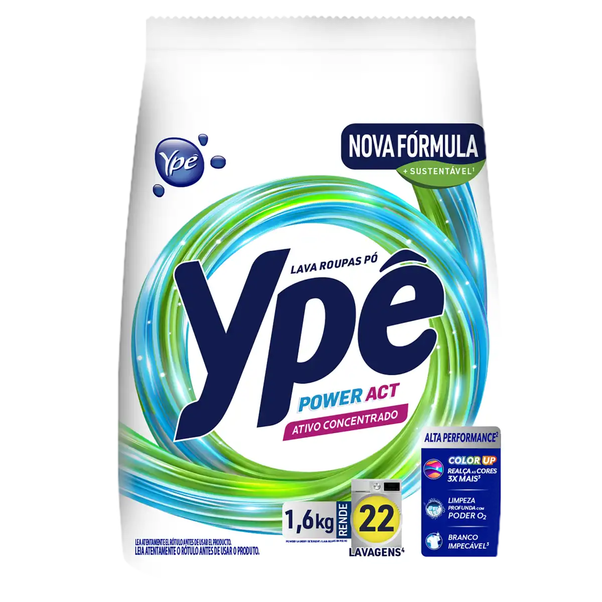 Lava-Roupas Pó Extreme Fresh Ypê Power Act Pacote 1,6kg