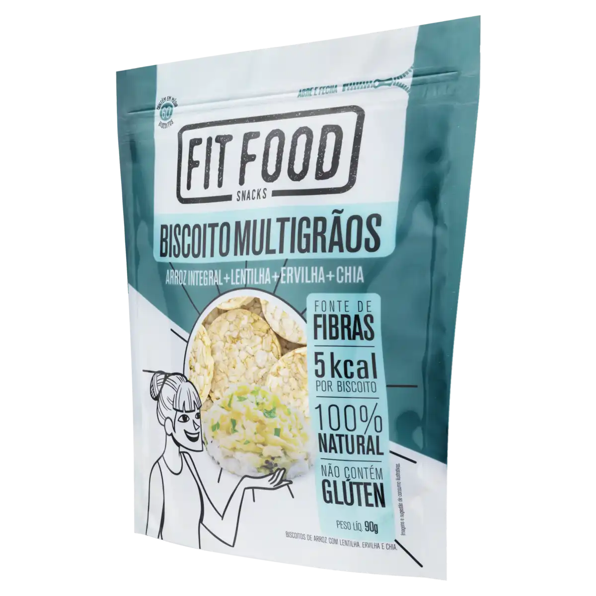 Biscoito de Arroz Multigrãos Fit Food Pouch 90g
