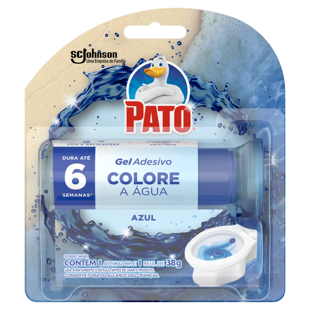 Detergente Sanitário Gel Adesivo com Aplicador Azul Pato 38g Refil