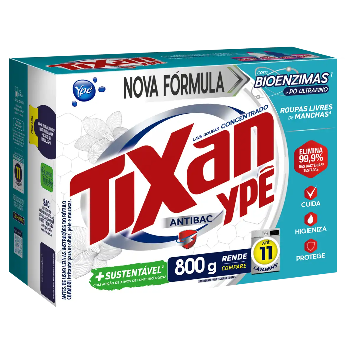 Lava-Roupas Pó Concentrado Tixan Ypê Antibac Caixa 800g