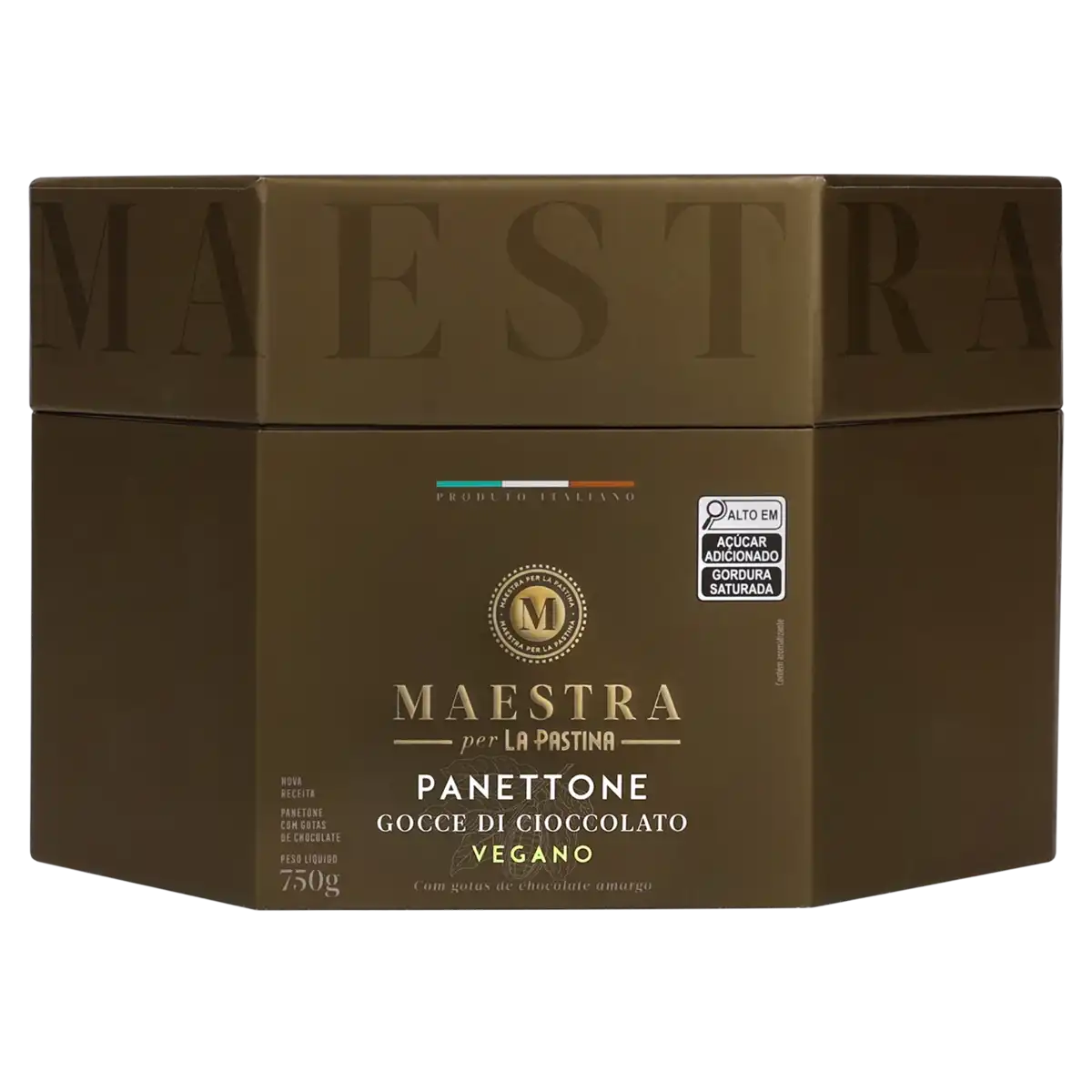 Panettone com Gotas de Chocolate Amargo Vegano La Pastina Maestra Caixa 750g
