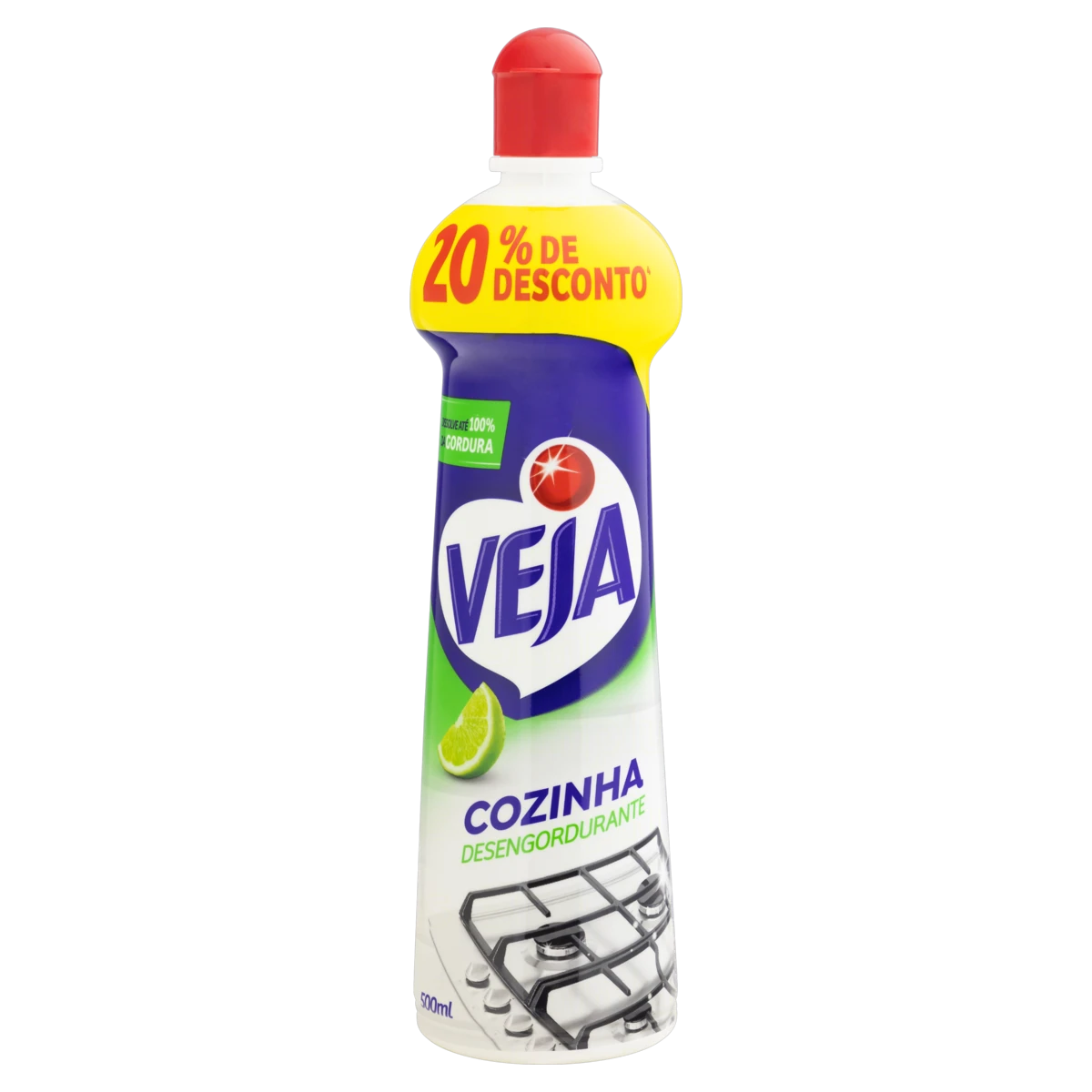 Limpador Desengordurante Cozinha Limão Veja Squeeze 500ml Grátis 20% de Desconto