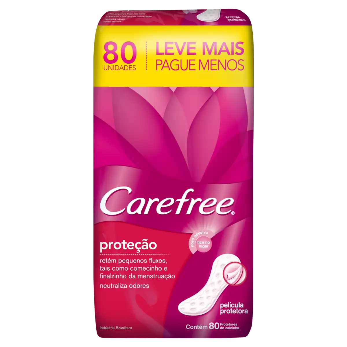 Protetor Diário sem Abas Carefree Proteção Pacote 80 Unidades Leve Mais Pague Menos