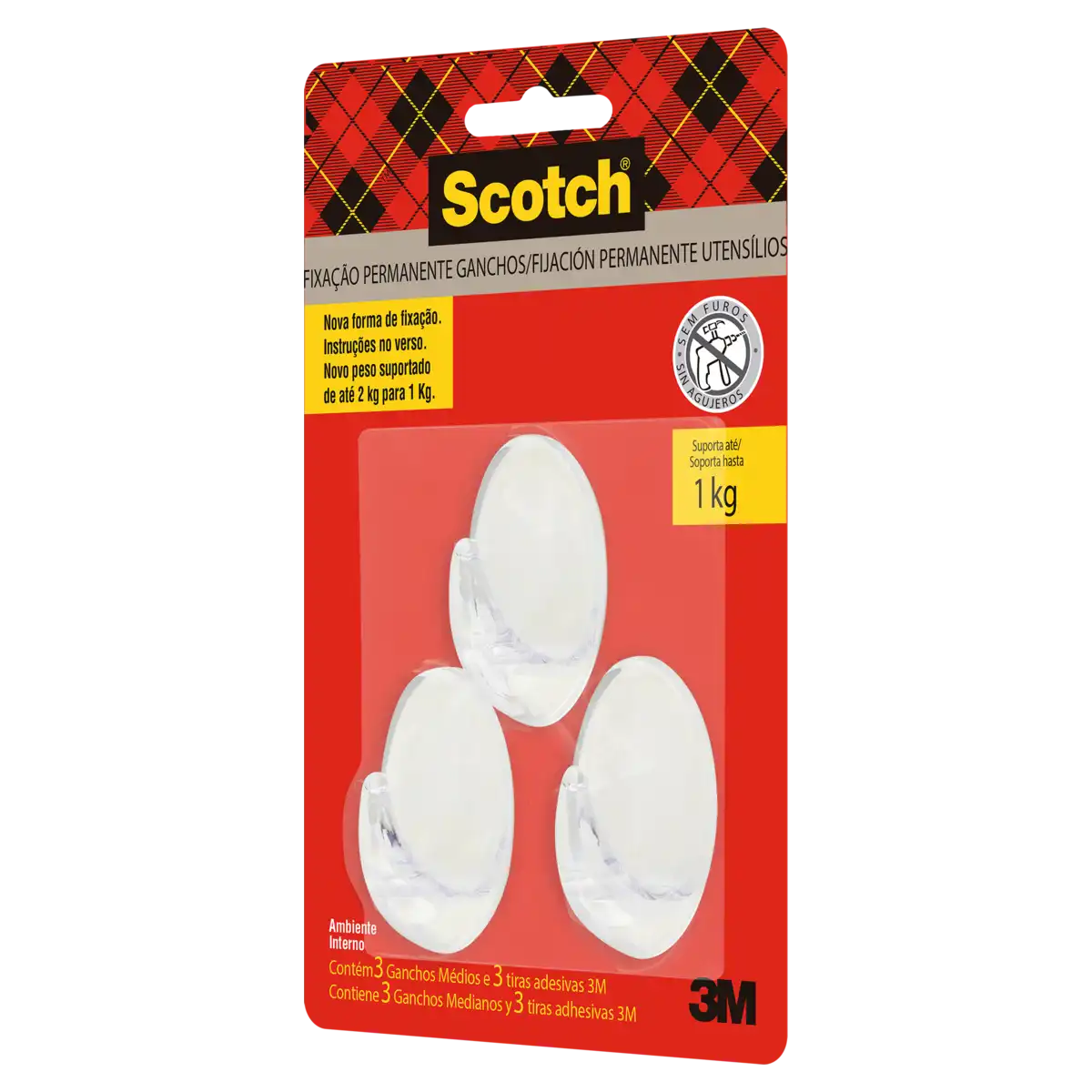 Gancho 1kg Scotch Médio 3 Unidades