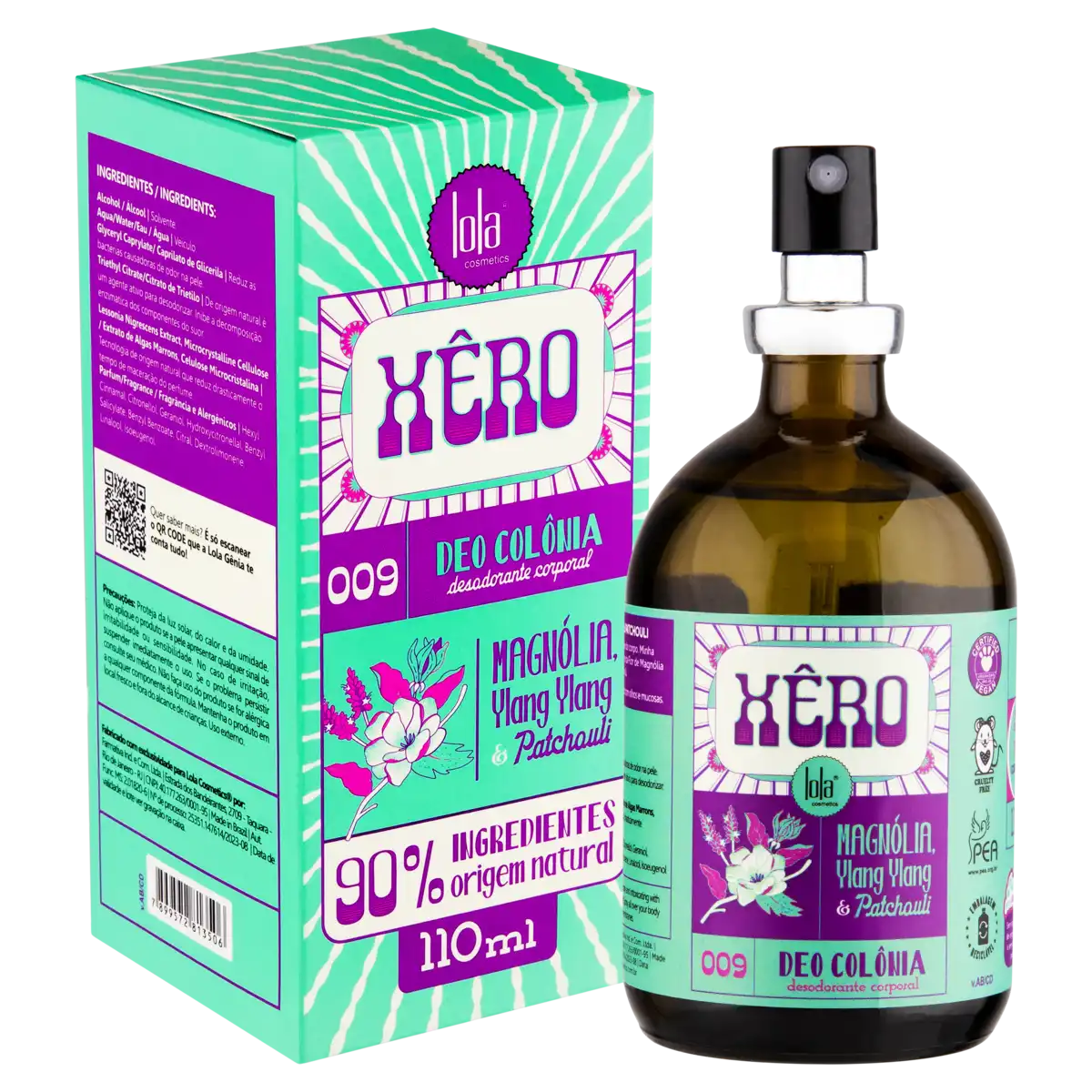 Deo Colônia 009 Magnólia, Ylang Ylang & Patchouli Lola Cosmetics Xêro Caixa 110ml