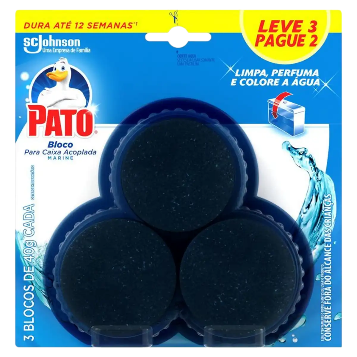 Detergente Sanitário Bloco para Caixa Acoplada Marine Pato 40g Cada Leve 3 Pague 2 Unidades