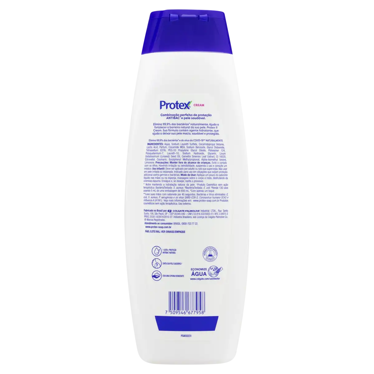 Sabonete Líquido Antibacteriano Protex Cream Frasco 650ml Tamanho Família