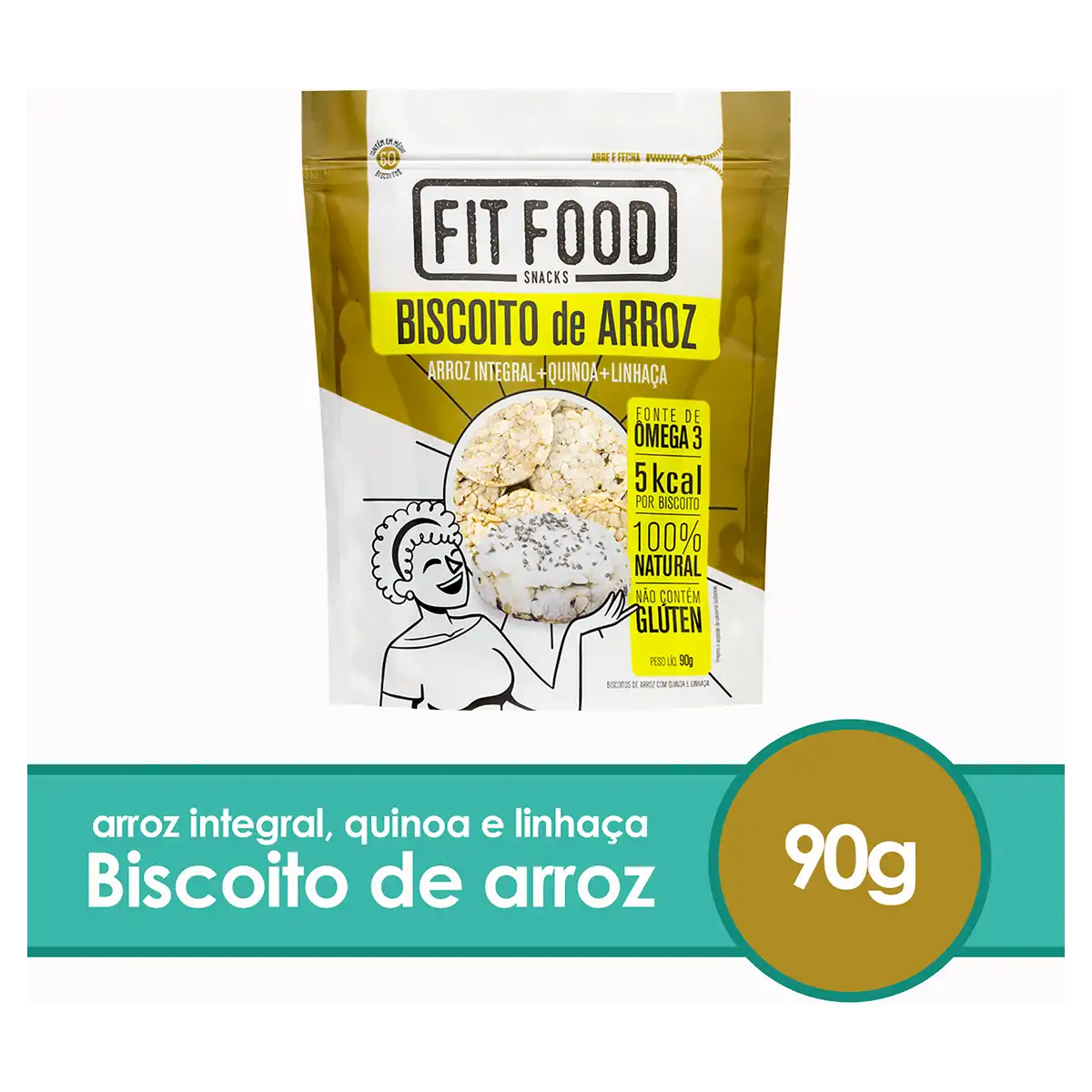 Biscoito de Arroz Quinoa e Linhaça Fit Food Pouch 90g