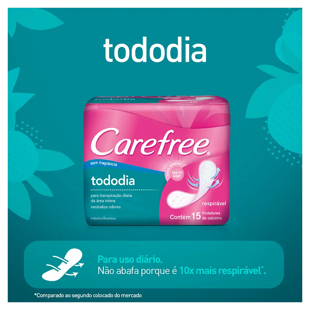 Protetor Diário sem Abas Carefree TodoDia Pacote 15 Unidades