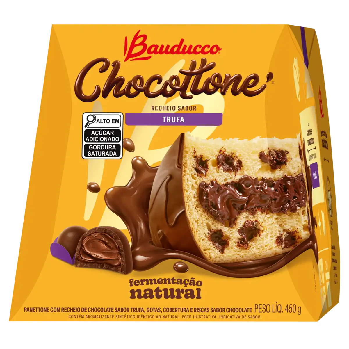 Panettone Recheio Trufa Cobertura Chocolate Bauducco Chocottone Caixa 450g
