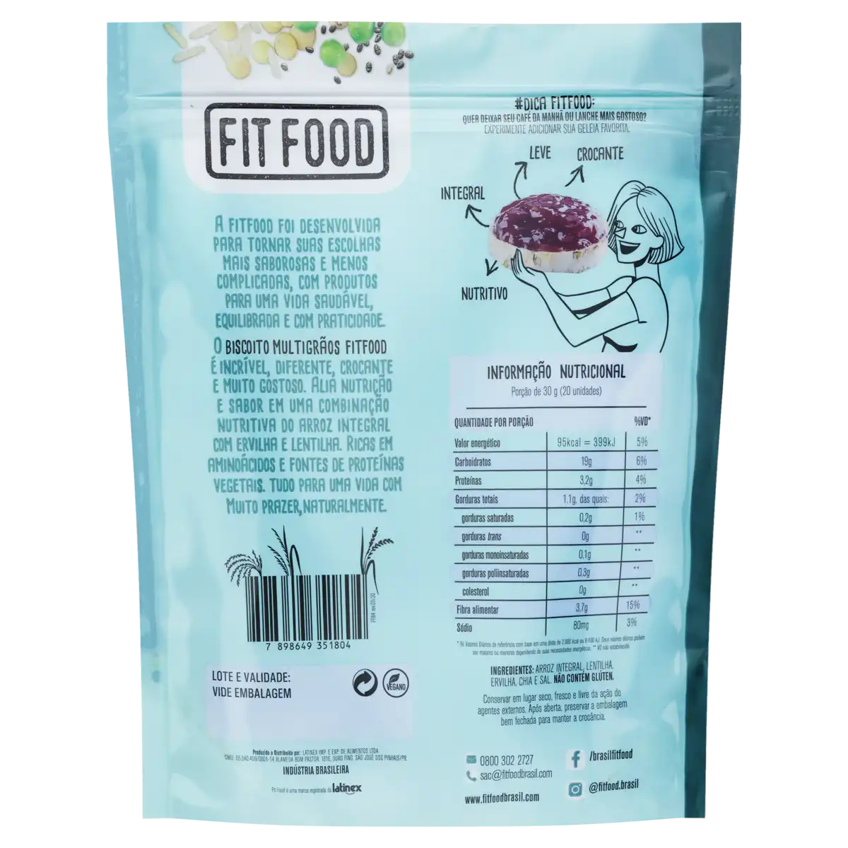 Biscoito de Arroz Multigrãos Fit Food Pouch 90g