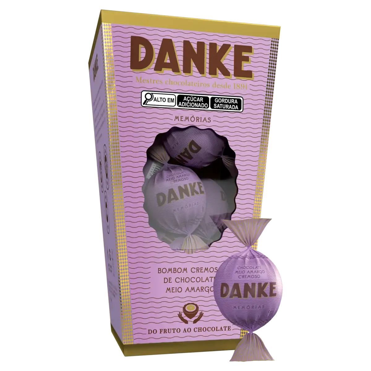 Bombom Meio Amargo 70% Cacau Danke Memórias Caixa 72g