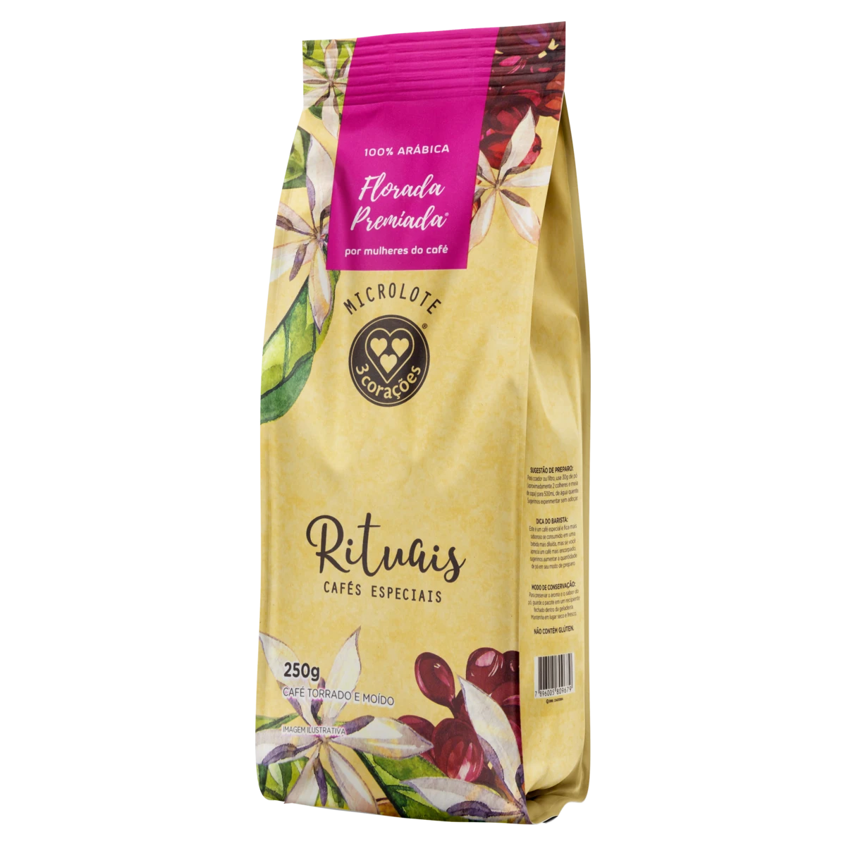 Café Torrado e Moído 100% Arábica 3 Corações Rituais Pacote 250g Edição Especial Microlote Florada Premiada