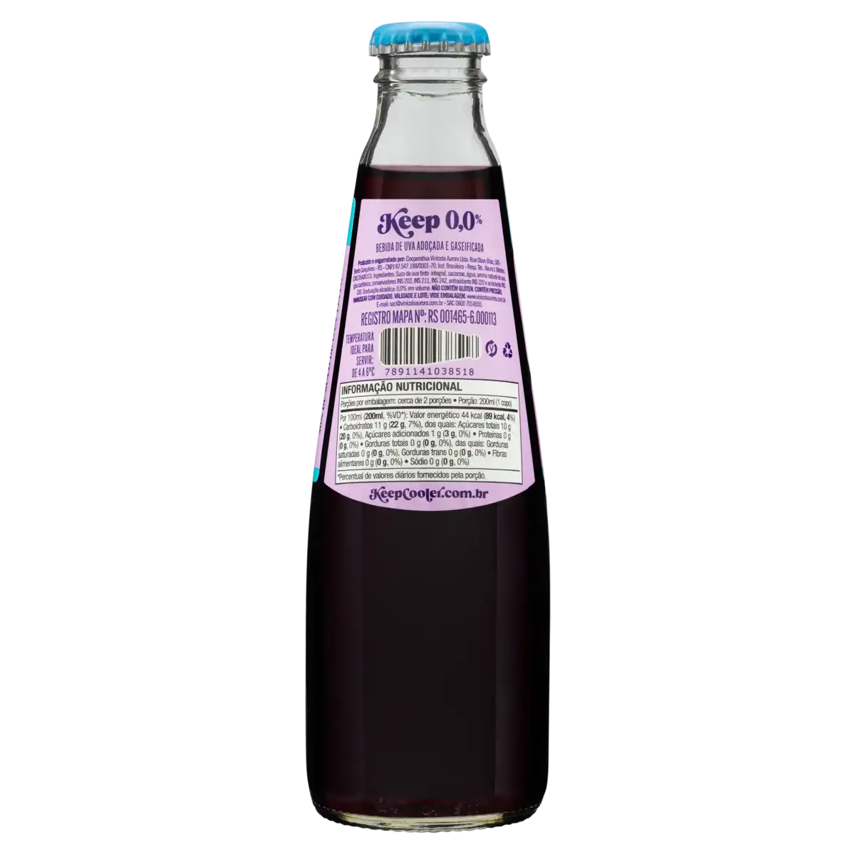 Bebida Adoçada Gaseificada Uva Tinta Keep Garrafa 275ml