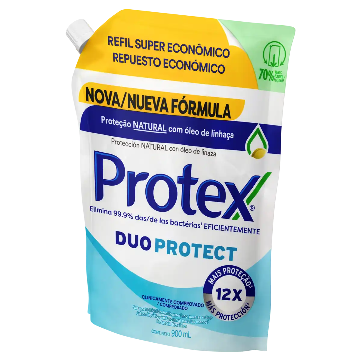 Sabonete Líquido para as Mãos Antibacteriano Protex Duo Protect Sachê 900ml Refil Supereconômico