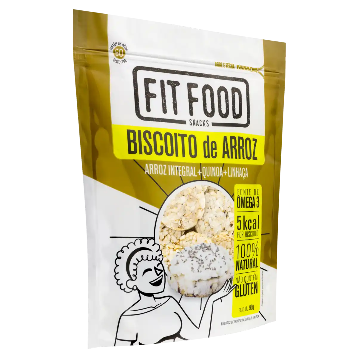 Biscoito de Arroz Quinoa e Linhaça Fit Food Pouch 90g