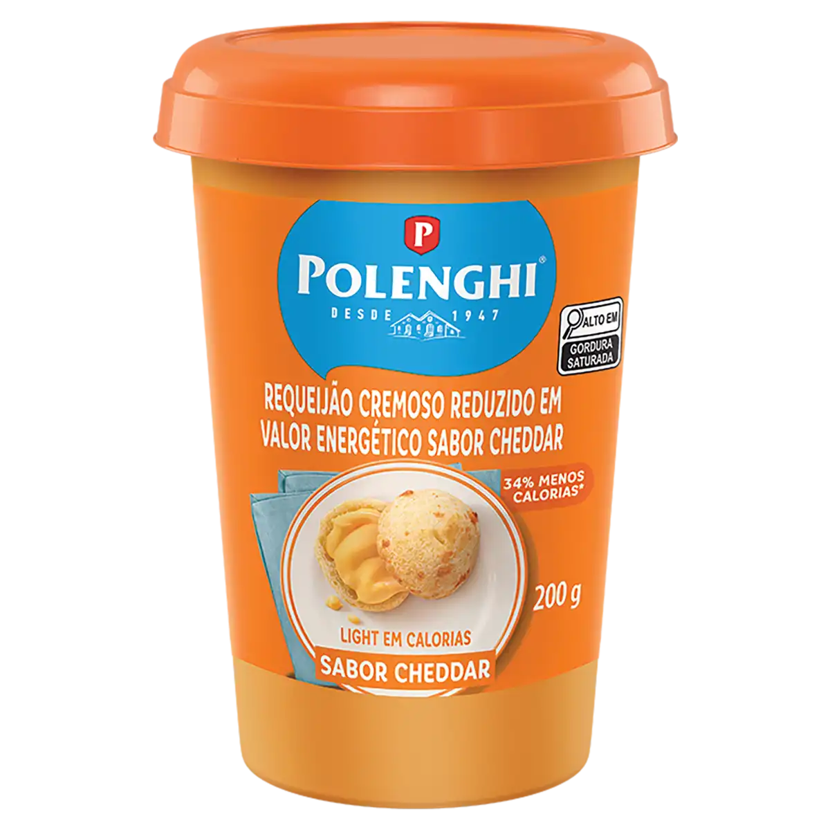 Requeijão Cremoso Cheddar Light Polenghi Copo 200g