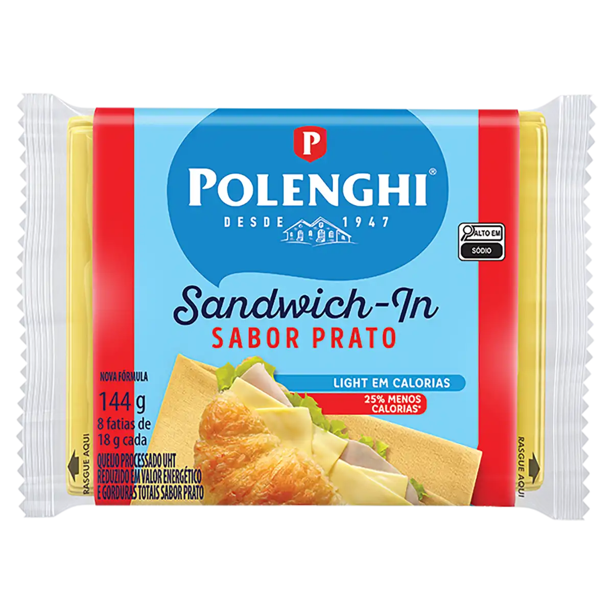 Queijo Processado UHT Prato Light Polenghi Sandwich-In 144g