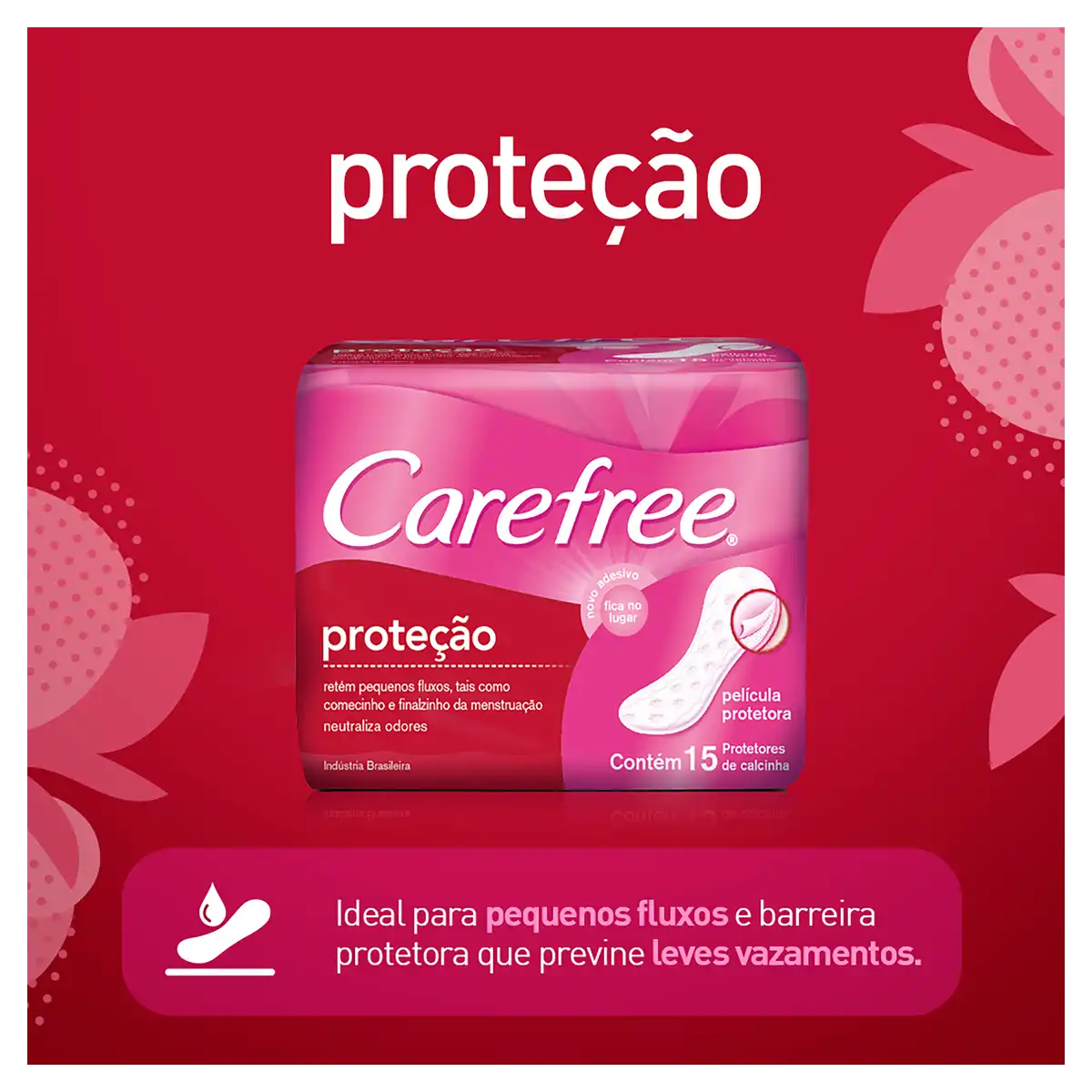 Protetor Diário sem Abas Carefree Proteção Pacote 15 Unidades