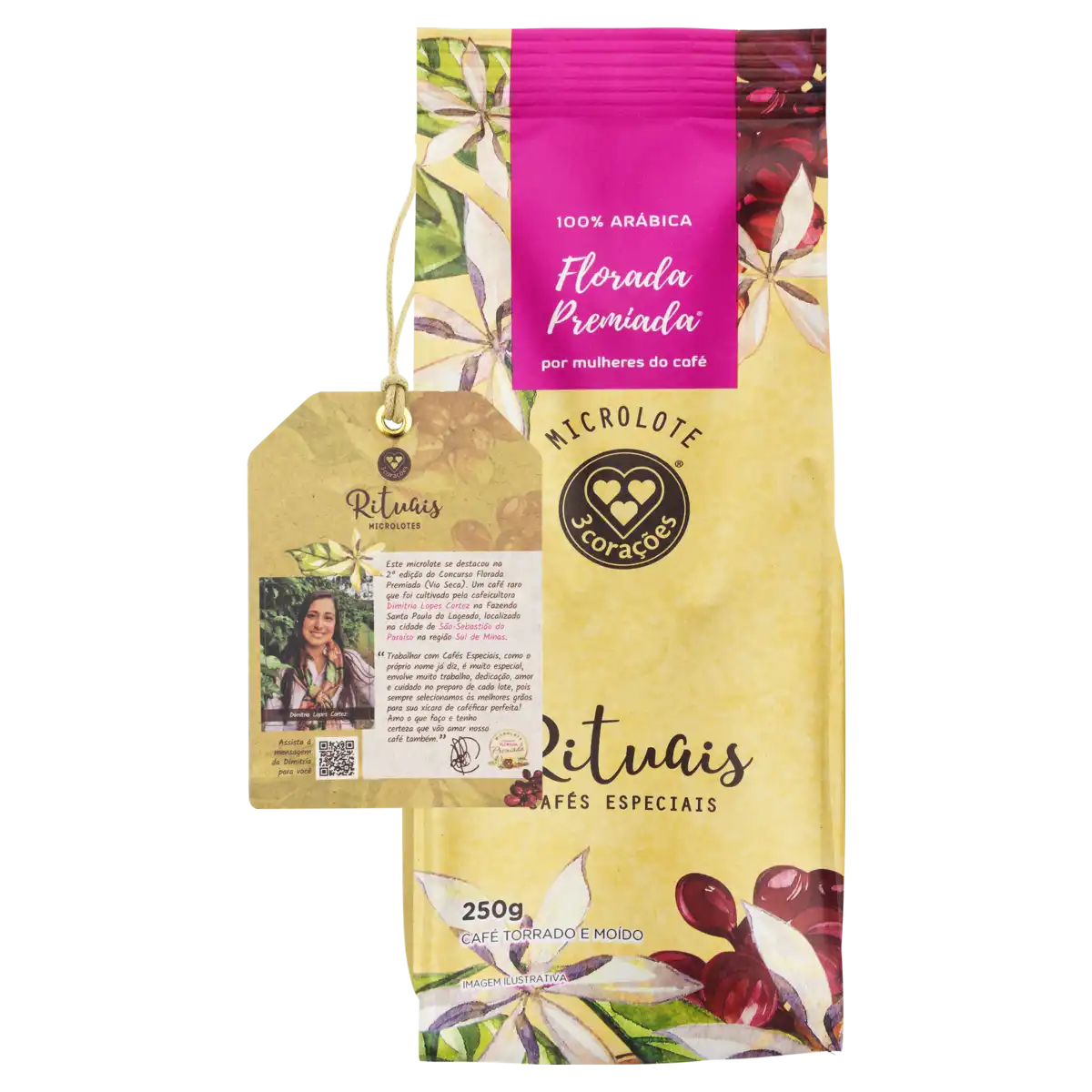 Café Torrado e Moído 100% Arábica 3 Corações Rituais Pacote 250g Edição Especial Microlote Florada Premiada