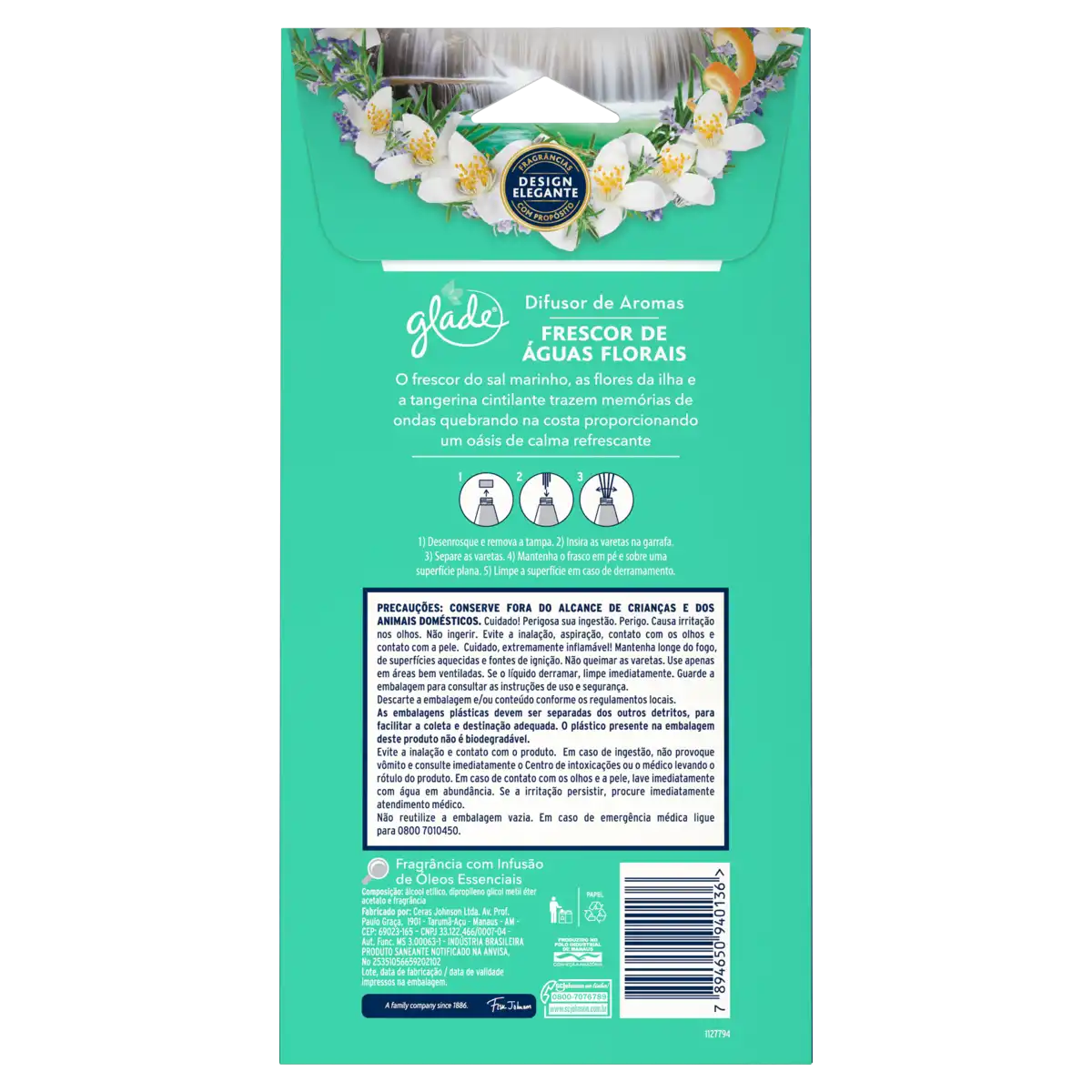 Difusor de Aromas Frescor de Águas Florais Glade Caixa 100ml