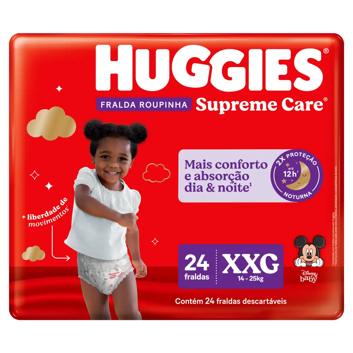 Fralda Descartável Infantil Roupinha Huggies Supreme Care XXG Pacote 24 Unidades